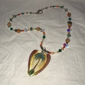 Handmade Artisan Lampwork Necklace Palm Tree new